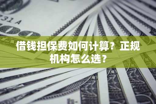 武汉借钱担保费如何计算？正规机构怎么选？