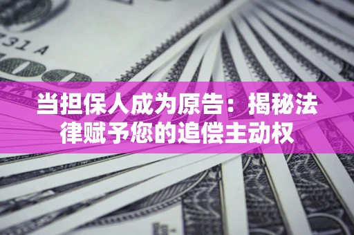 武汉当担保人成为原告:揭秘法律赋予您的追偿主动权 武汉当担保人成为原告:揭秘法律赋予您的追偿主动权